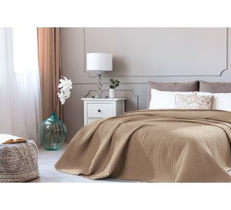 Beauty Home Πικέ κουβέρτα υπέρδιπλη Waffle Snap Art Ε1105 230x240 Μπεζ       |  Υπνοδωμάτιο στο espiti