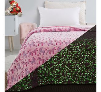 Beauty Home Κουβέρτα μονή φωσφορίζουσα Flash Art 6148 160x220 Ροζ       |  Κουβέρτες Παιδικές στο espiti