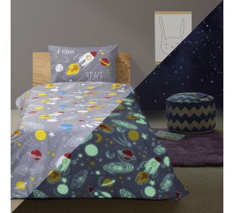 Beauty Home Σεντόνι μονό φωσφοριζέ με μαξιλαροθήκη Scope Art 6175 170x240 Γκρι       |  Σεντόνια Παιδικά στο espiti