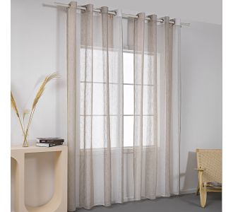 Beauty Home Κουρτίνα γάζα δίχρωμη με 8 μεταλλικούς κρίκους Art 8442 140x270 Μπεζ       |  Ετοιμες κουρτίνες με σχέδιο στο espiti