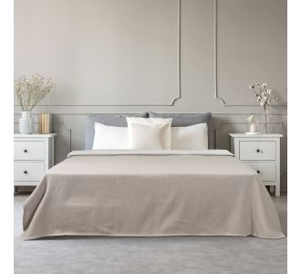 Beauty Home Κουβέρτα υπέρδιπλη Stripe ζακάρ Art 11172 230x270 Άμμου       |  Υπνοδωμάτιο στο espiti