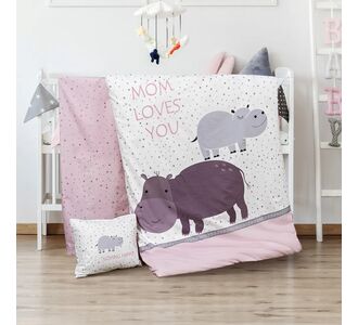 Beauty Home Σετ σεντόνια βρεφικά Hippo Art 5187 120x160 Εμπριμέ       |  Βρεφικά Σεντόνια στο espiti