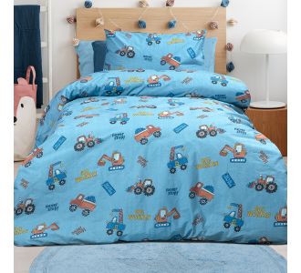 Beauty Home Σετ σεντόνια μονά με λάστιχο Factory Art 6216 100x200+30 Γαλάζιο       |  Σεντόνια Παιδικά στο espiti