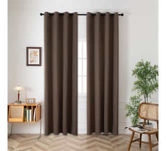 Beauty Home Κουρτίνα μεσαίας σκίασης με 8 μεταλλικούς κρίκους Illusion Art 8445 140x270 Καφέ       |  Ετοιμες κουρτίνες με σχέδιο στο espiti