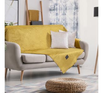 Beauty Home Ριχτάρι Velvety σετ 2τμχ Art 8412 (180x250+180x300) Ώχρα       |  Ριχτάρια στο espiti