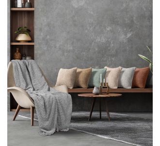 Beauty Home Ύφασμα ριχτάρι με το μέτρο Φ180 Lamb Art 8571 Γκρι       |  Ριχτάρια στο espiti
