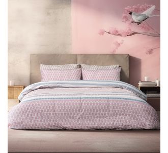 Beauty Home Σετ σεντόνια υπέρδιπλα με λάστιχο Mnemba Art 12184 170x200+30 Ροζ       |  Σεντόνια Υπέρδιπλα / King Size στο espiti