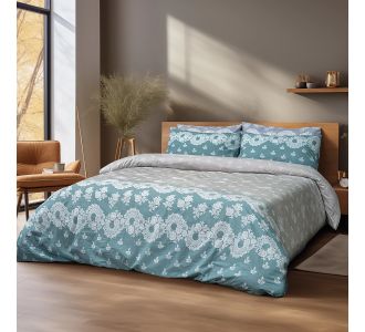 Beauty Home Σετ κουβερλί υπέρδιπλο Palm Αrt 12186 220x240 Πετρόλ,Μπεζ       |  Κουβερλί Υπέρδιπλα στο espiti