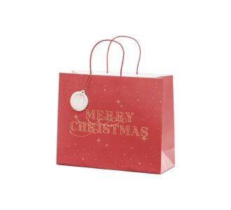 Beauty Home ΧΑΡΤΙΝΗ ΤΣΑΝΤΑ MERRY CHRISTMAS ΚΟΚΚΙΝΗ 32.5×26.5×11.5cm       |  Χριστουγεννιάτικα Διακοσμητικά στο espiti