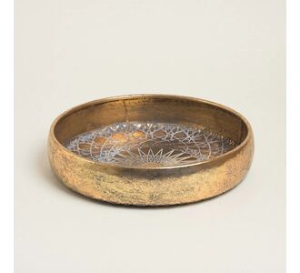 Beauty Home ΔΙΣΚΟΣ ΒΑΘΥΣ ΜΕΤΑΛΛΙΚΟΣ ΧΡΥΣΟ ΑΝΤΙΚΕ 37 x 8 cm       |  Διακοσμητκά στο espiti