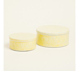 Beauty Home ΜΕΤΑΛΛΙΚΟ ΚΟΥΤΙ ΣΕΤ 2 ΤΕΜ ΚΙΤΡΙΝΟ 20 x 10 cm 16 x 8 cm       |  Διακοσμητκά στο espiti