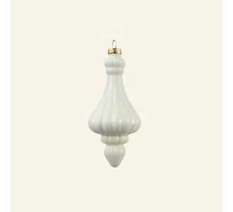 Beauty Home ΓΥΑΛΙΝΟ ΣΤΟΛΙΔΙ ENAMEL 6 x 13 CM  ΥΠΟΛΕΥΚΟ     |  Χριστουγεννιάτικα Στολίδια στο espiti