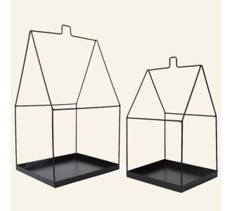 Beauty Home ΜΕΤΑΛΛΙΚΟ ΣΠΙΤΙ ΣΕΤ 2 ΤΜΧ 20 x 20 x 38 cm , 25 x 25 x 49       |  Διακοσμητκά στο espiti