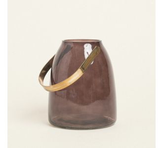Beauty Home ΓΥΑΛΙΝΟ ΦΑΝΑΡΙ ΜΕ ΜΕΤΑΛΛΙΚΗ ΛΑΒΗ 14 x 16,5 CM ΣΟΚΟΛΑ       |  Διακοσμητκά στο espiti