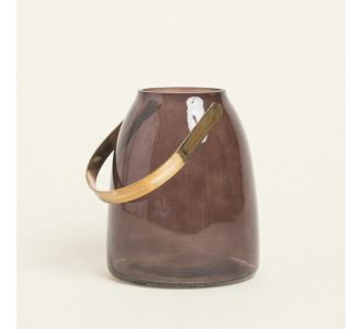 Beauty Home ΓΥΑΛΙΝΟ ΦΑΝΑΡΙ ΜΕ ΜΕΤΑΛΛΙΚΗ ΛΑΒΗ 14 x 16,5 CM ΣΟΚΟΛΑ       |  Διακοσμητκά στο espiti