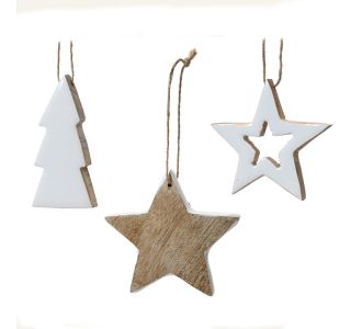 Beauty Home Ξύλινα Κρεαμαστά Στοιχεία Με Σμάλτο 8 cm      ΑΣΤΕΡΙ |  Χριστουγεννιάτικα Στολίδια στο espiti