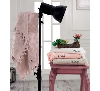 Beauty Home Πετσέτα προσώπου ζακάρ με δετό κρόσι Art 3180 50x90 Ροζ  Ροζ     |  Πετσέτες Προσώπου στο espiti