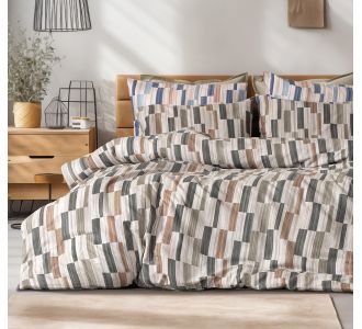 Beauty Home Σετ σεντόνια φανελένια υπέρδιπλα με λάστιχο Pinot Art 12632 170x200+32 Μπεζ,Πράσινο       |  Σεντόνια Υπέρδιπλα / King Size στο espiti
