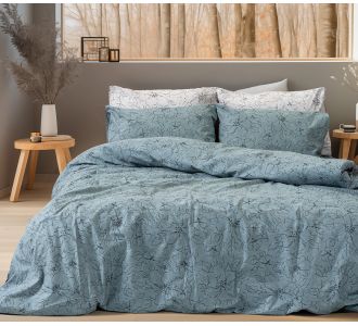 Beauty Home Σετ σεντόνια φανελένια μονά με λάστιχο Nebbiolo Art 12636 105x200+32 Πετρόλ       |  Σεντόνια Υπέρδιπλα / King Size στο espiti