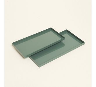 Beauty Home Μεταλλικοί Δίσκοι ΣΕΤ 2 ΤΜΧ 28 x 14 cm , 24 x 12 cm  ΠΡΑΣΙΝΟ ΕΥΚΑΛΥΠΤΟΥ     |  Διακοσμητκά στο espiti