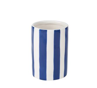 Beauty Home Κεραμικό Βάζο Iona Ριγέ Μπλε-Λευκό 9,5 x 13,5 CM       |  Βάζα στο espiti