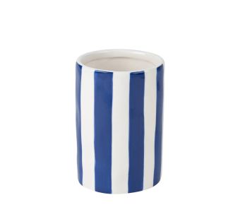 Beauty Home Κεραμικό Βάζο Iona Ριγέ Μπλε-Λευκό 9,5 x 13,5 CM       |  Βάζα στο espiti
