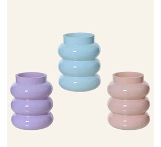 Beauty Home Βαζάκι Γυάλινο με Δαχτυλίους 7 x  8 cm  Λιλά     |  Βάζα στο espiti