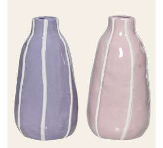 Beauty Home Βάζο Πορσελάνης με Ρίγα 11.2 x 20.9 CM  Λιλά     |  Βάζα στο espiti