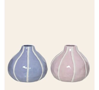 Beauty Home Βάζο Πορσελάνης με Ρίγα 15.5 x 13.5 CM  Λιλά     |  Βάζα στο espiti