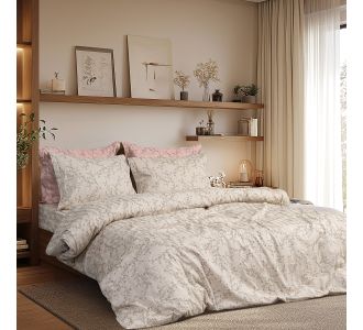 Beauty Home Σετ πάπλωμα υπέρδιπλο Art 12215 Nova 100% Βαμβακοσατέν 300tc 220x240 Άμμου       |  Παπλώματα Υπέρδιπλα στο espiti