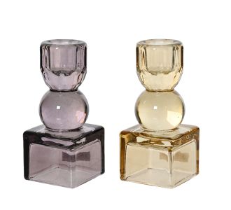 Beauty Home Γυάλινο κηροπήγιο 5 cm x 11cm  Γκρι     |  Διακοσμητκά στο espiti