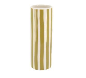 Beauty Home Κεραμικό Βάζο Délia Ριγέ Λαδί – Λευκό 5,5 x 16 CM       |  Βάζα στο espiti