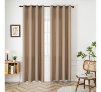Beauty Home Κουρτίνα μεσαίας σκίασης με 8 μεταλλικούς κρίκους Effect Art 8443 140x270 Μπεζ       |  Ετοιμες κουρτίνες με σχέδιο στο espiti