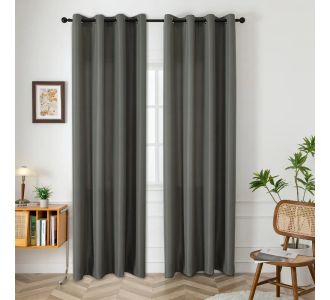 Beauty Home Κουρτίνα μεσαίας σκίασης με 8 μεταλλικούς κρίκους Effect Art 8443 140x270 Ανθρακί       |  Ετοιμες κουρτίνες με σχέδιο στο espiti