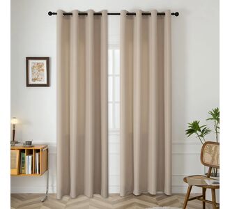 Beauty Home Κουρτίνα μεσαίας σκίασης με 8 μεταλλικούς κρίκους Effect Art 8443 140x270 Άμμου       |  Ετοιμες κουρτίνες με σχέδιο στο espiti