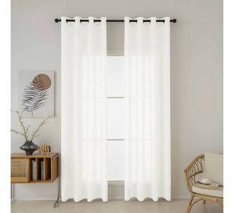 Beauty Home Κουρτίνα γάζα μονόχρωμη με 8 μεταλλικούς κρίκους Fit Art 8447 140x270 Εκρού       |  Ετοιμες κουρτίνες με σχέδιο στο espiti