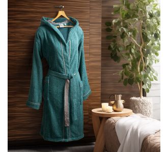 Beauty Home Μπουρνούζι με κουκούλα Art 3427 Πετρόλ S      |  Μπουρνούζια στο espiti