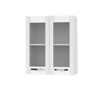 CHARLOTΤE Πάνω Ντουλάπι Με Τζάμι 60x30.5x71.8εκ με μεταλλικά χερούλια Λευκό AlphaB2B |  Ντουλάπια στο espiti