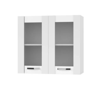 CHARLOTΤE Πάνω Ντουλάπι Με Τζάμι 80x30.5x71.8εκ με μεταλλικά χερούλια Λευκό AlphaB2B |  Ντουλάπια στο espiti