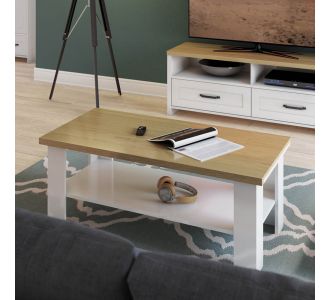 VERNE ΤΡΑΠΕΖΙ ΣΑΛΟΝΙΟΥ 110x60x46.4cm Λευκό-Φυσικός Δρυς AlphaB2B |  Τραπεζάκια σαλονιού στο espiti