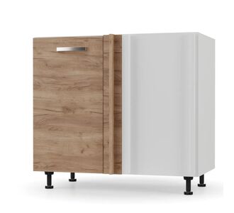CHARLOTΤE Κάτω Ντουλάπι Γωνίας 90x50x82εκ με μεταλλικά χερούλια Χρυσός Δρυς AlphaB2B |  Ντουλάπια στο espiti