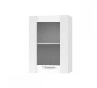 CHARLOTΤE Πάνω Ντουλάπι Με Τζάμι Δεξί 50x30.5x71.8εκ με μεταλλικά χερούλια Λευκό AlphaB2B |  Ντουλάπια στο espiti