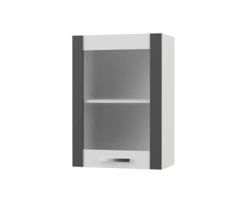 CHARLOTΤE Πάνω Ντουλάπι Με Τζάμι Δεξί 50x30.5x71.8εκ με μεταλλικά χερούλια Γραφίτης AlphaB2B |  Ντουλάπια στο espiti