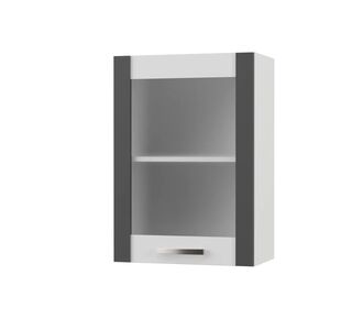 CHARLOTΤE Πάνω Ντουλάπι Με Τζάμι Αριστερό 50x30.5x71.8 με μεταλλικά χερούλια Γραφίτης AlphaB2B |  Ντουλάπια στο espiti