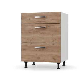 CHARLOTΤE Συρταριέρα 60x46.5x82εκ με μεταλλικά χερούλια Χρυσό Δρυς AlphaB2B |  Ντουλάπια στο espiti