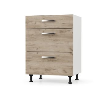 CHARLOTΤE Συρταριέρα 80x46.5x82cm με μεταλλικά χερούλια Δρύς AlphaB2B |  Ντουλάπια στο espiti