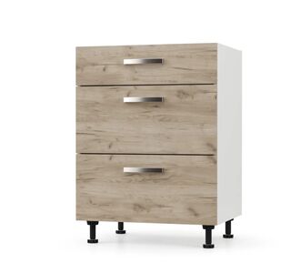 CHARLOTΤE Συρταριέρα 80x46.5x82cm με μεταλλικά χερούλια Δρύς AlphaB2B |  Ντουλάπια στο espiti