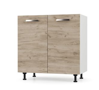 CHARLOTΤE Κάτω Ντουλάπι 80x46.5x82cm με μεταλλικά χερούλια Δρύς AlphaB2B |  Ντουλάπια στο espiti