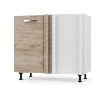 CHARLOTΤE Κάτω Ντουλάπι Γωνίας 90x50x82cm με μεταλλικά χερούλια Δρύς AlphaB2B |  Ντουλάπια στο espiti