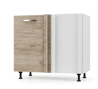 CHARLOTΤE Κάτω Ντουλάπι Γωνίας 90x50x82cm με μεταλλικά χερούλια Δρύς AlphaB2B |  Ντουλάπια στο espiti